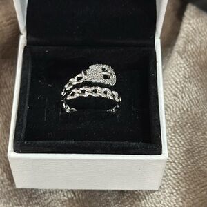 Fashion Ring Silver Color Steel Belt Style Adjustable